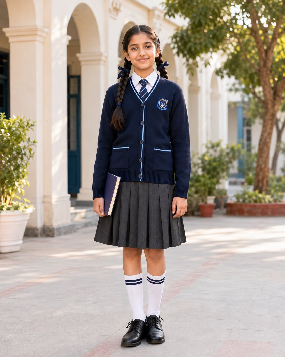 Girls Navy Blue Buttoned Cardigan